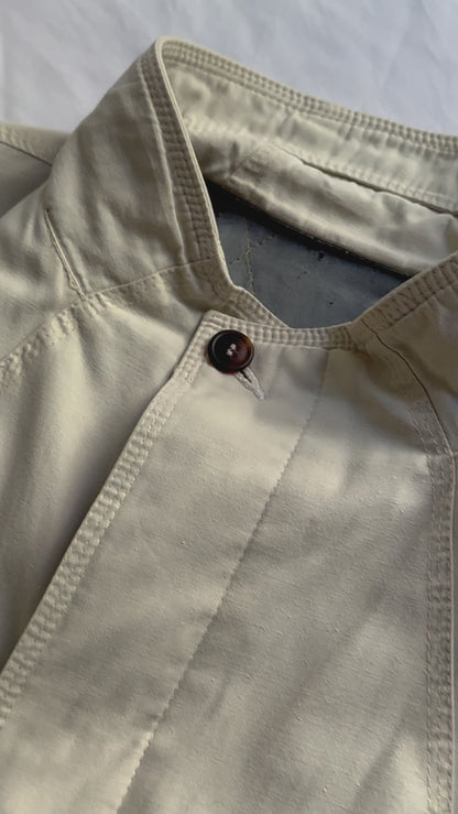 80s/90s Cream Cotton Blend Utility Coat