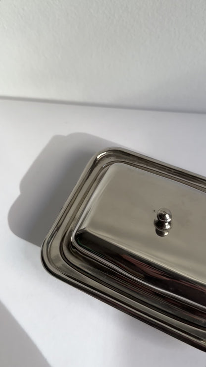 Vintage 1960s Silver Plated Butter Dish Set