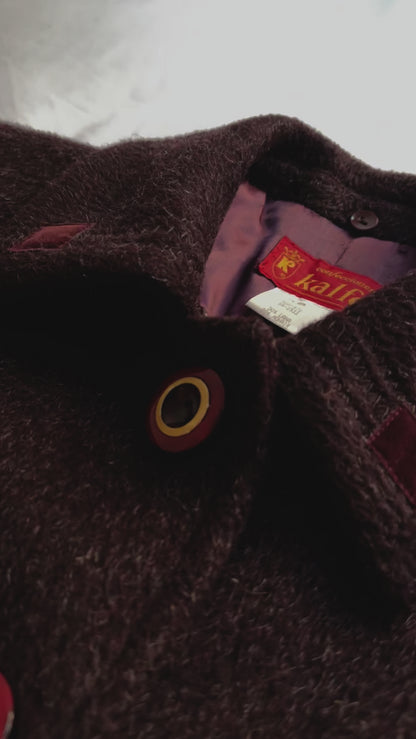 80s Burgundy Llama Mohair Wool Coat