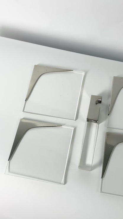 Vintage 1970s Lucite & Stainless Steel Modernist Bar Set