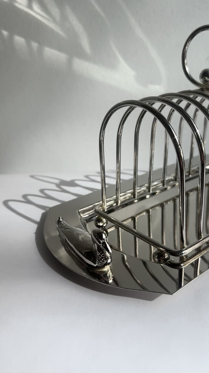 Vintage 1970s Silver Plated Toast Rack with Serving Tray