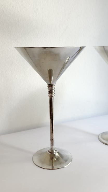 Vintage 1970s Silver Plated Martini Glasses – Set of 2