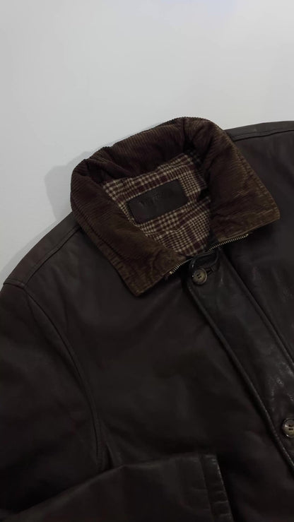 80s Brown Leather Barn Jacket