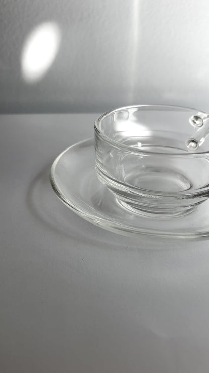 Vintage 1960s Duralex France Glass Cups & Saucerss – Set of 4