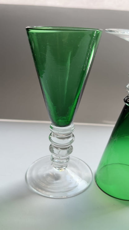 Vintage Mid Century Emerald Green Liqueur Glasses – Set of 4