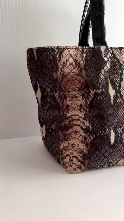 Vintage 1980s Snakeskin-Effect Handbag – Made in Italy