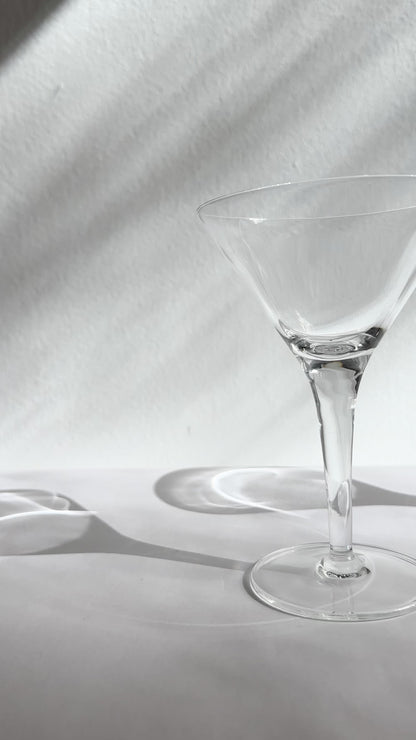 Vintage 1980s Minimalist Clear Martini Glasses – Set of 2