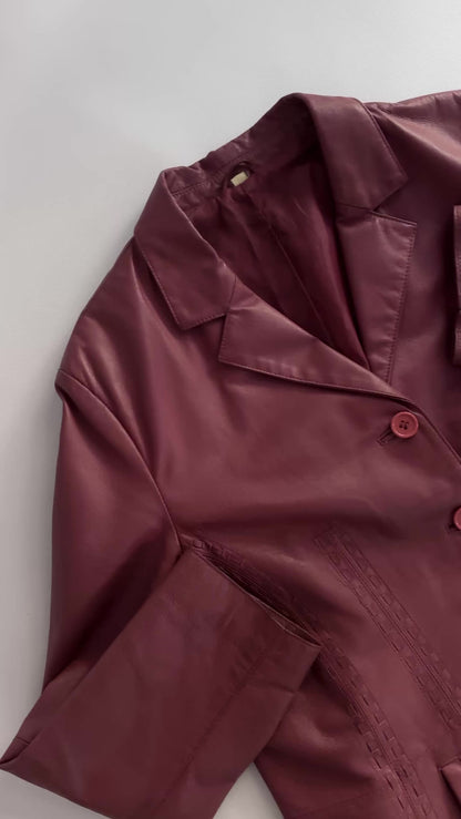 90s Rose-Cherry Leather Jacket