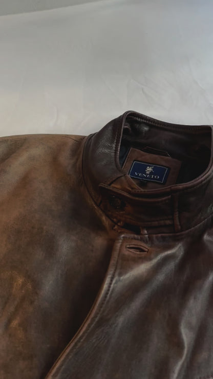 90s Distressed Brown Leather Jacket