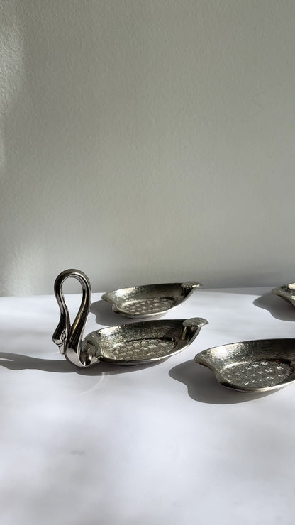 Vintage 1960s–70s Silver Plated Swan Serving Set – Rare Set of 6