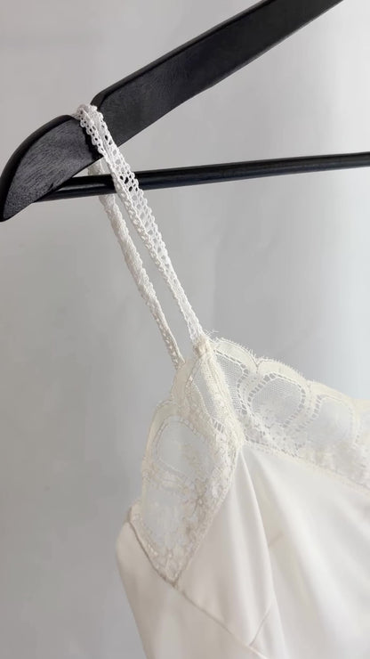 Vintage 1960s Ivory Semi-Sheer Nylon Full Slip Dress