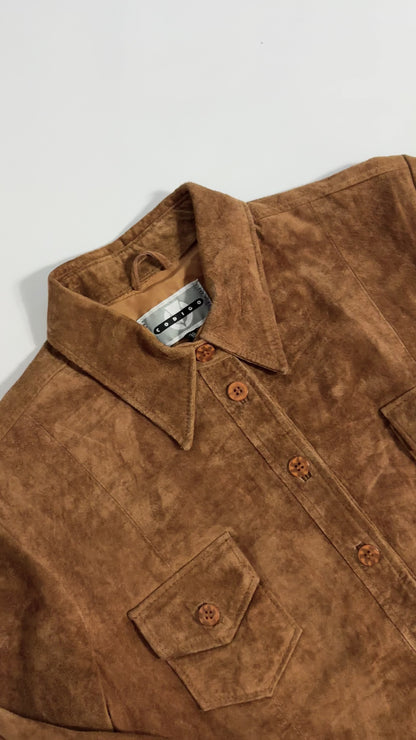 90s Brown Suede Shirt Jacket – Made in Spain