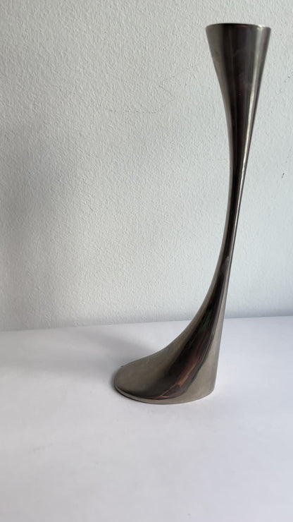 Vintage 1970s Modernist Metal Candle Holder