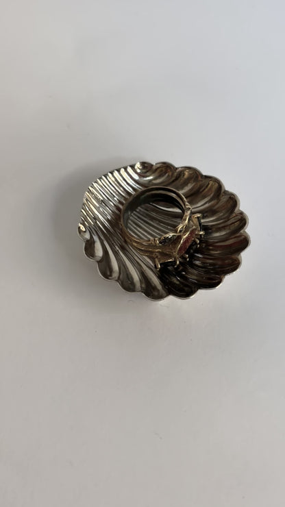 Vintage Mid Century Alpaca Silver Shell Ring Holder