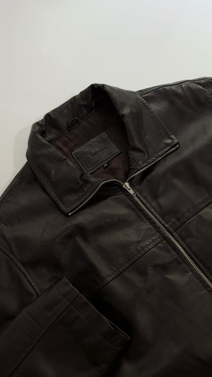 90s Brown Leather Zip Jacket