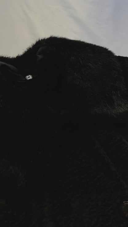 80s/90s Black Faux Fur Coat with Double Collar