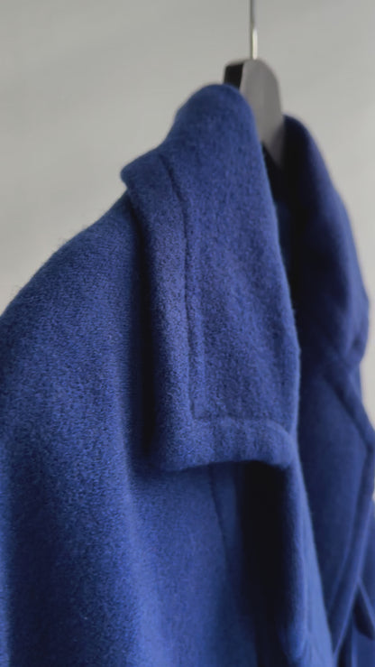 80s Hiroko Koshino Blue Wool Coat