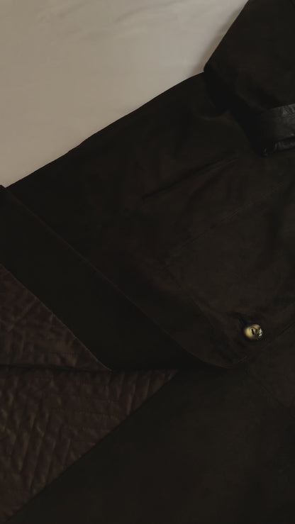 90s Dark Brown Suede Leather Coat