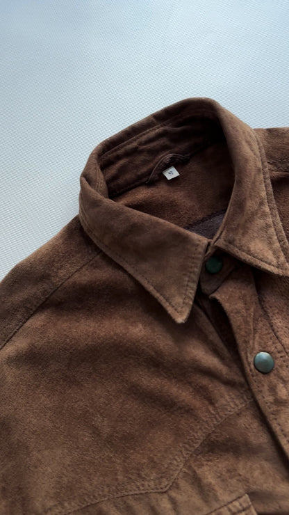 70s Brown Suede Western Shirt Jacket