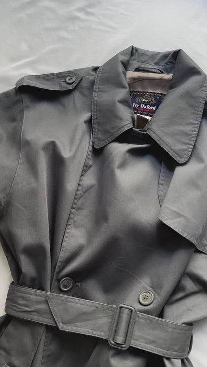 90s Ivy Oxford Grey Trench Coat
