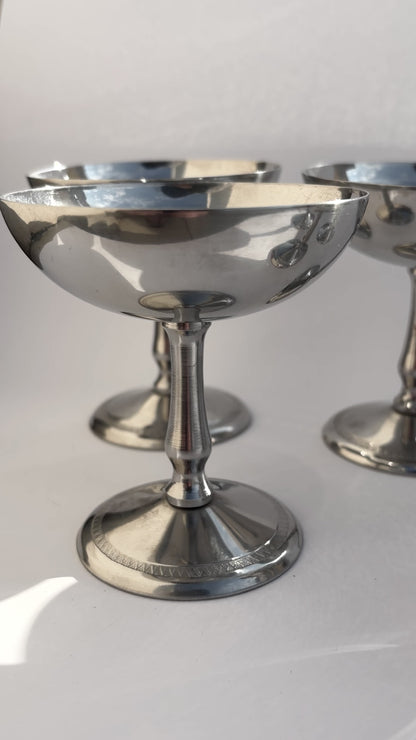 Vintage Mid-Century Stainless Steel Italian Dessert Cups – Set of 2, 4, 6