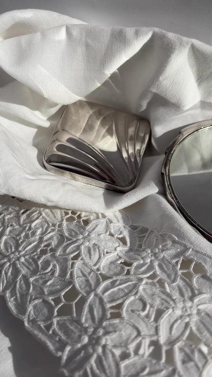 Vintage 1970s Silver Plated Art Deco Style Vanity Set