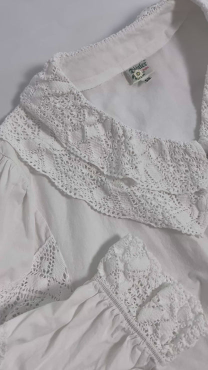 80s White Cotton Dirndl Blouse