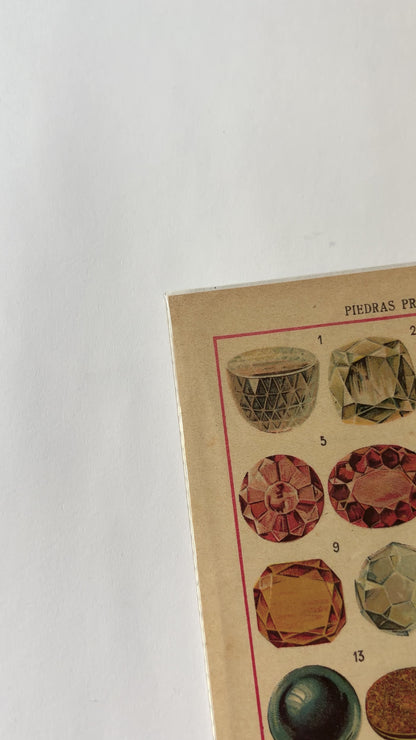 Antique 1914 Gemstone Lithograph Print