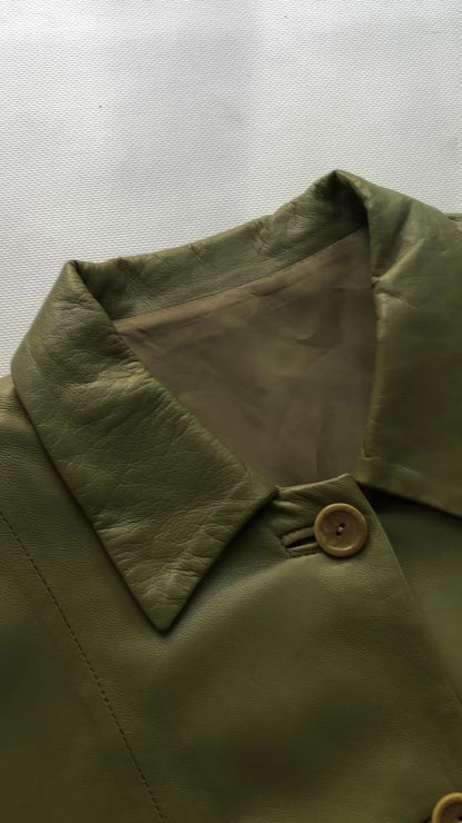 Vintage 1990s Olive Green Nappa Leather Jacket