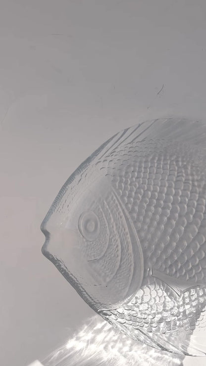 Vintage 1980s Pasabahce Molded Glass Fish Serving Dish