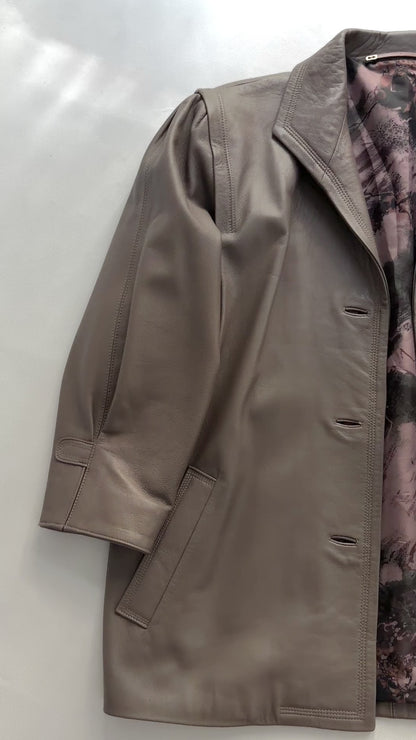 Vintage 1990s Taupe Sheepskin Leather Jacket