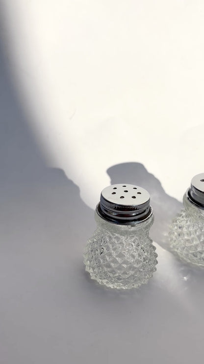 Vintage 1960s–1970s Pressed Glass Salt & Pepper Shakers
