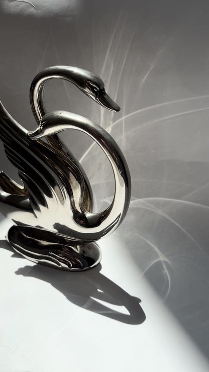 Vintage 1980s Silver Plated Swan Napkin Holder