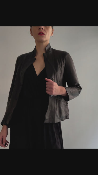 90s Black Double Faced Italian Leather Jacket