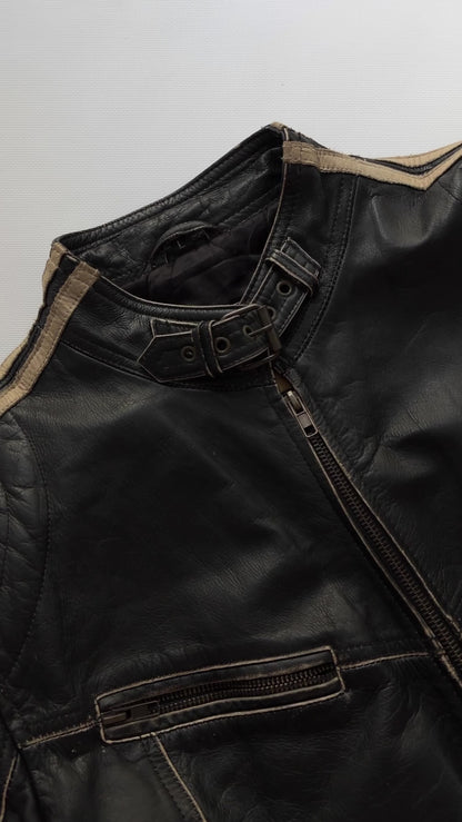 Vintage Aberdeen Leather Black Cowhide Motorcycle Jacket