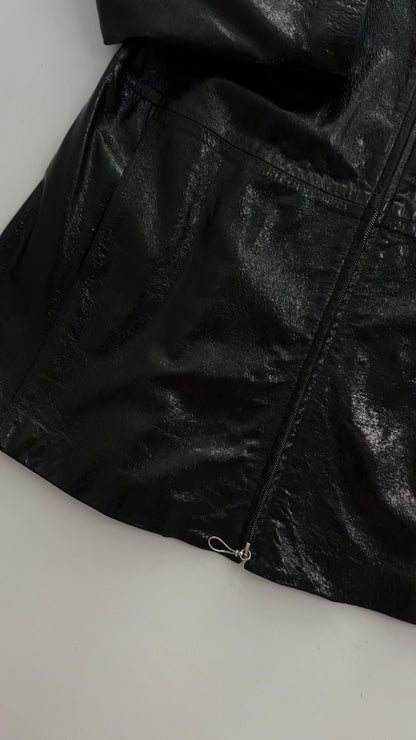 80s Gianfranco Ferré Black Patent Leather Coat