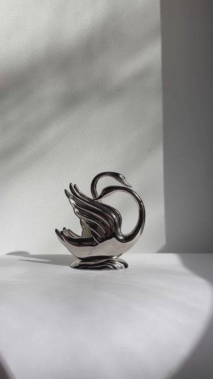 Vintage 1980s Silver Plated Swan Napkin Holder