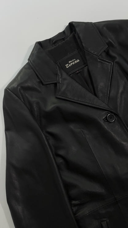 2000s Black Sheepskin Nappa Leather Coat