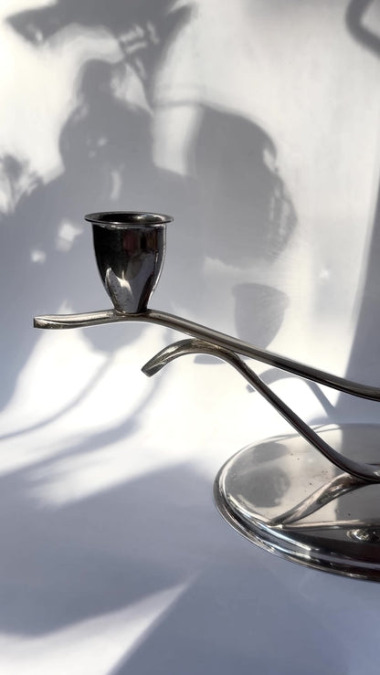 Vintage Mid-Century Silver Plated Three-Arm Candelabra