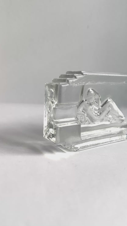 Art Deco Pressed Glass Ashtray “Diane” – 1930s French