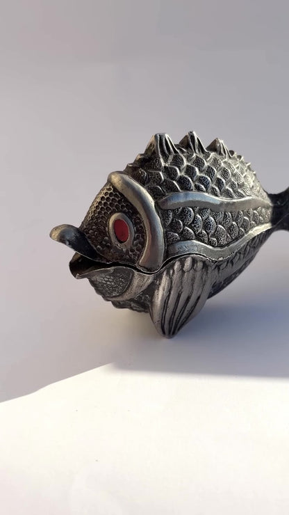 Vintage 1950s Figural Metal Fish Ashtray