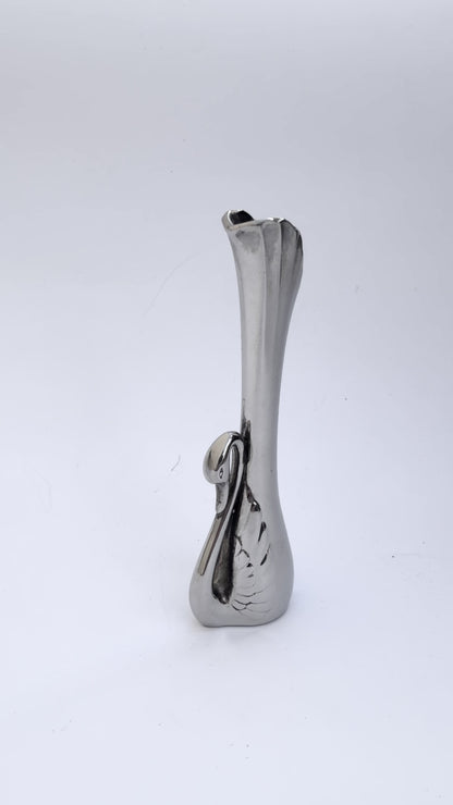 Vintage 1970s Silver Plated Swan Bud Vase