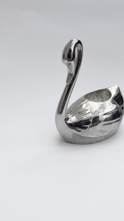 Vintage 1970s Silver Plated Swan Candlestick Holders – Set of 2