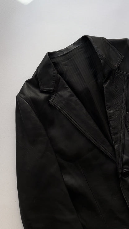 90s Black Soft Leather Blazer