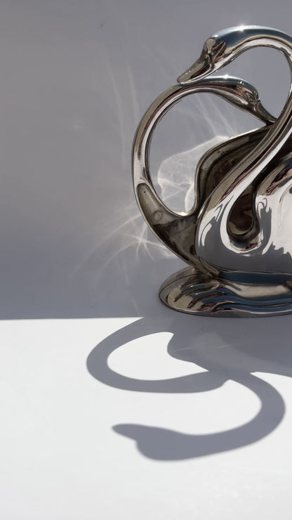 Vintage 1980s Silver Plated Swan Napkin Holder