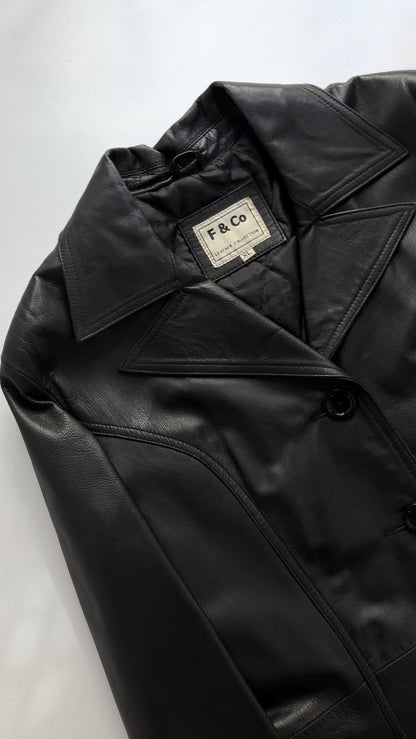 Vintage 1990s Black Italian Goatskin Leather Maxi Coat