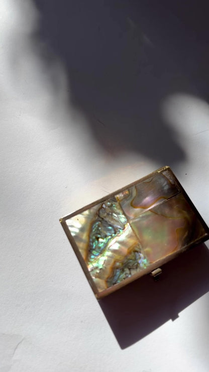 Vintage 1960s Taxco Mexico Abalone Mosaic Pill Box