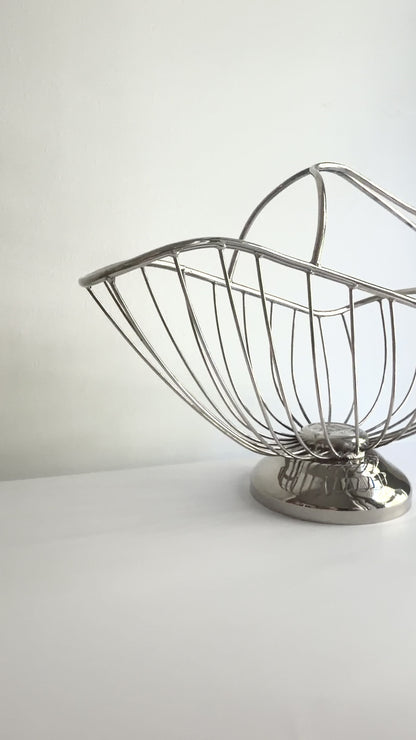 Vintage 1960s–70s Silver Plated Wine Basket Bottle Holder