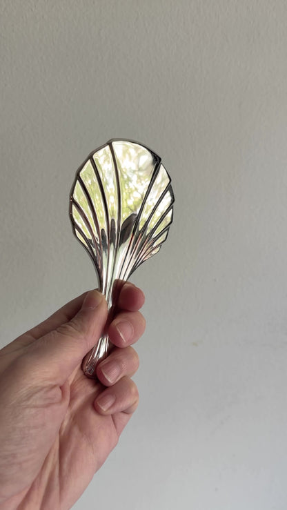 Vintage 1970s Silver Plated Art Deco Style Hand Mirror