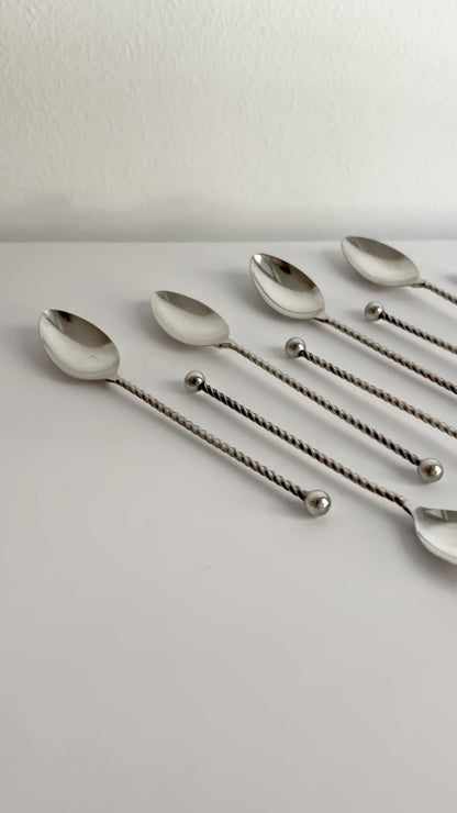 Antique Silver Plated Twisted Coffee Spoons – Set of 4 / 8